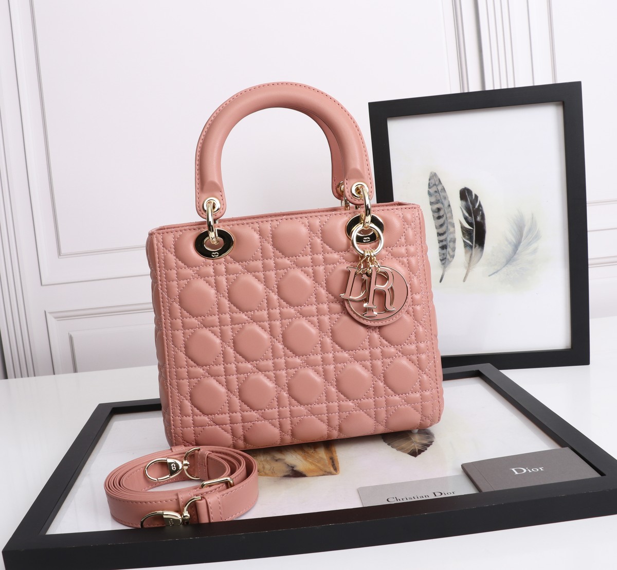 Medium Lady Dior Bag Pink Cannage Lambskin